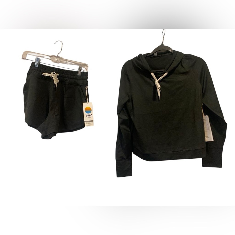 NWT Vuori shorts and hoodie set BLACK HEATHER Size S - Picture 2 of 7